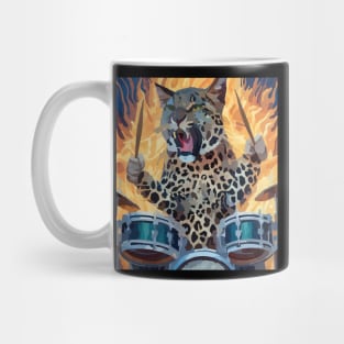 fiery cat loves playing drums Mug